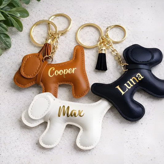 Personalized Dog Leather Keychain