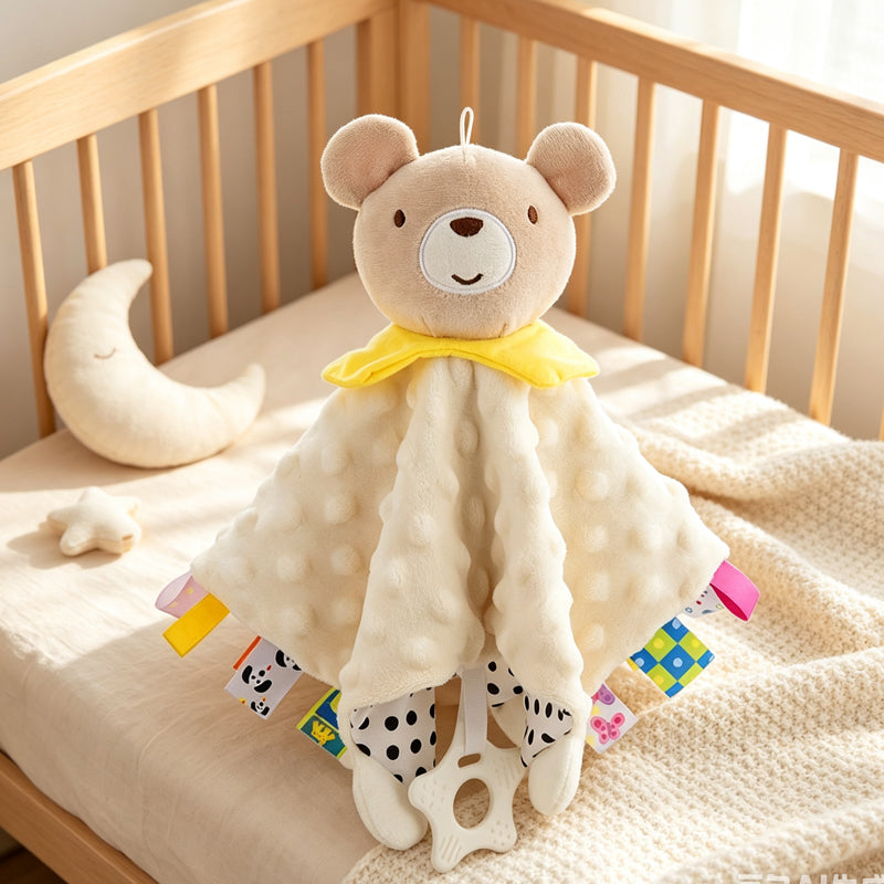 Personalized Minky Dot Lovey Blanket, Embroidered Name, Crinkle Sensory Security Toy