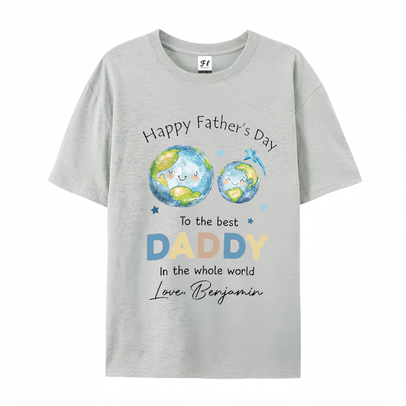Personalized Happy Father's Day to the Best Daddy Parent-Child Matching Shirts with Text, Baby Onesie & Dad T-Shirt Set, Gift for Newborns/New Dad