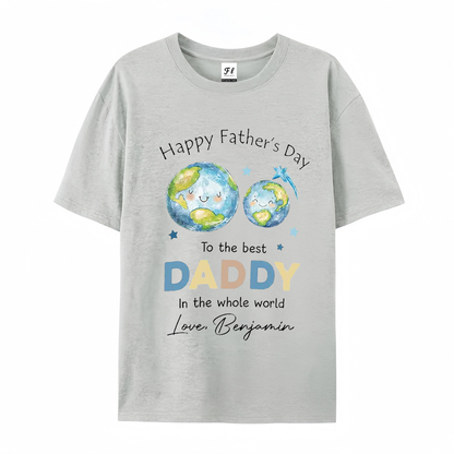 Personalized Happy Father's Day to the Best Daddy Parent-Child Matching Shirts with Text, Baby Onesie & Dad T-Shirt Set, Gift for Newborns/New Dad