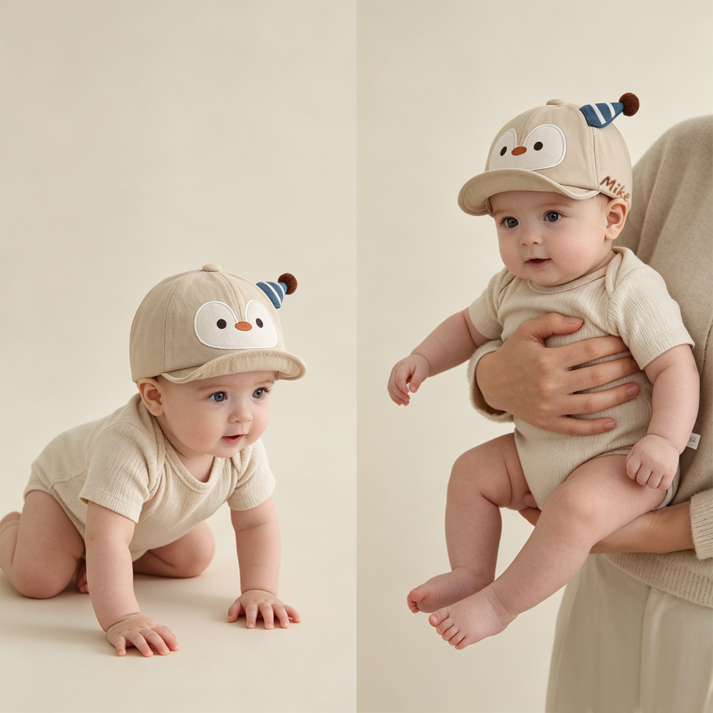 Personalized Cartoon Baby Baseball Cap, Embroidered Name Cap, Soft Toddler Sun Hat, Cute Baby Hat, Newborn Gift
