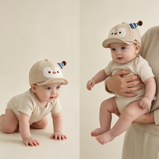 Personalized Cartoon Baby Baseball Cap, Embroidered Name Cap, Soft Toddler Sun Hat, Cute Baby Hat, Newborn Gift