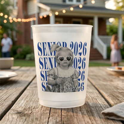 Custom Photo Senior Vintage Portrait - Personalized Frosted Cups