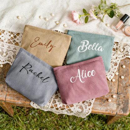 Personalized Corduroy Makeup Bag