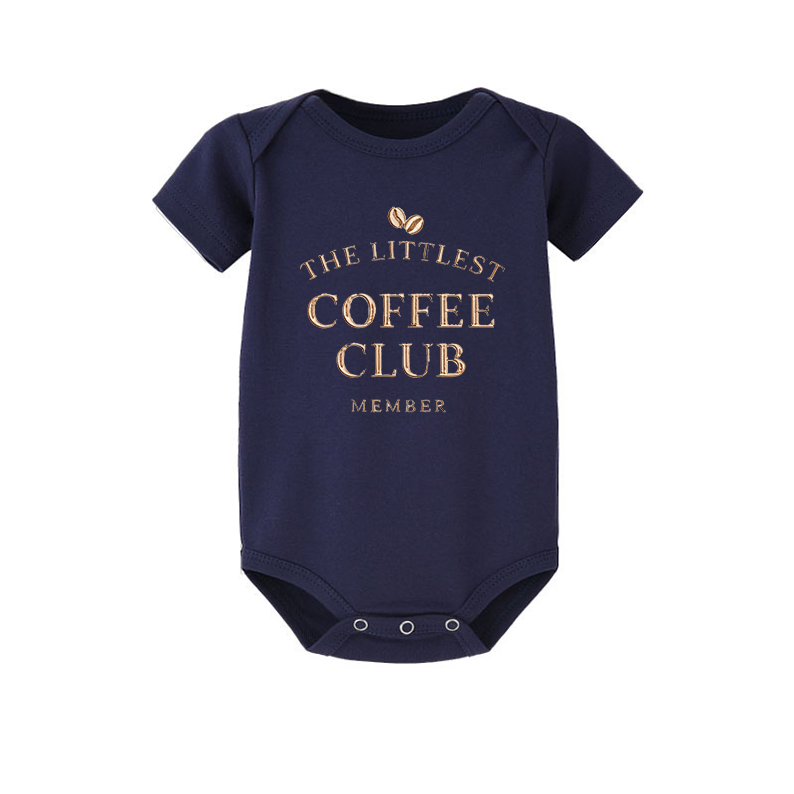The Littlest Coffee Club Member Baby Romper, Coffee Lover Baby Outfit, Cute Coffee Baby Clothes, Coffee Baby Gift, Little Coffee Baby