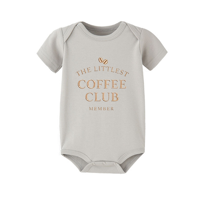 The Littlest Coffee Club Member Baby Romper, Coffee Lover Baby Outfit, Cute Coffee Baby Clothes, Coffee Baby Gift, Little Coffee Baby