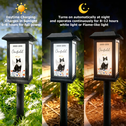 Personalized Pet Photo Flower Rainbow Angel Wing Solar Garden Light with Name and Date Garden Decor Memorial Sympathy Gift for Family Pet Owner