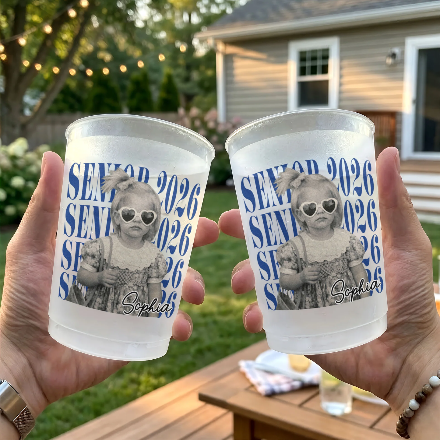 Custom Photo Senior Vintage Portrait - Personalized Frosted Cups