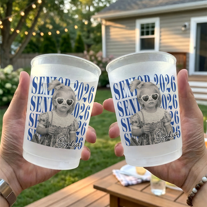 Custom Photo Senior Vintage Portrait - Personalized Frosted Cups