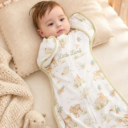 Custom Bamboo Muslin Baby Swaddle Sleep Sack, Anti-Moro Startle Reflex, All Season Wearable Blanket