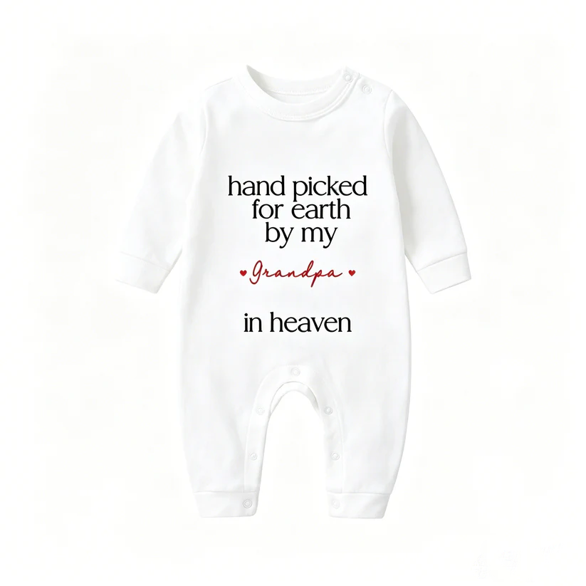 Personalized 100% Cotton Hand Picked for Earth by My Loved One in Heaven Baby Bodysuit Kid Romper, Coming Home Outfit, Baby Shower Gift