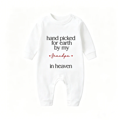 Personalized 100% Cotton Hand Picked for Earth by My Loved One in Heaven Baby Bodysuit Kid Romper, Coming Home Outfit, Baby Shower Gift
