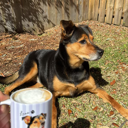 Personalized Striped Dog & Cat Photo Coffee Cup