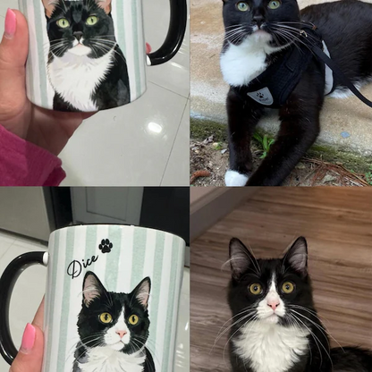 Personalized Striped Dog & Cat Photo Coffee Cup