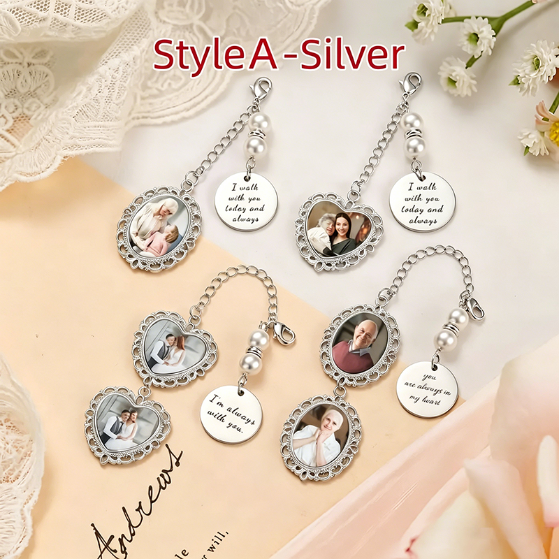 Custom Photo Wedding Bouquet Charm,Personalized Memorial Brooch Pin,Groom Lapel Brooch,Bridal Keepsake Gift