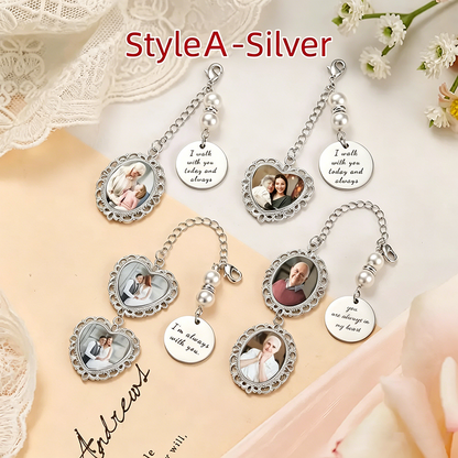 Custom Photo Wedding Bouquet Charm,Personalized Memorial Brooch Pin,Groom Lapel Brooch,Bridal Keepsake Gift
