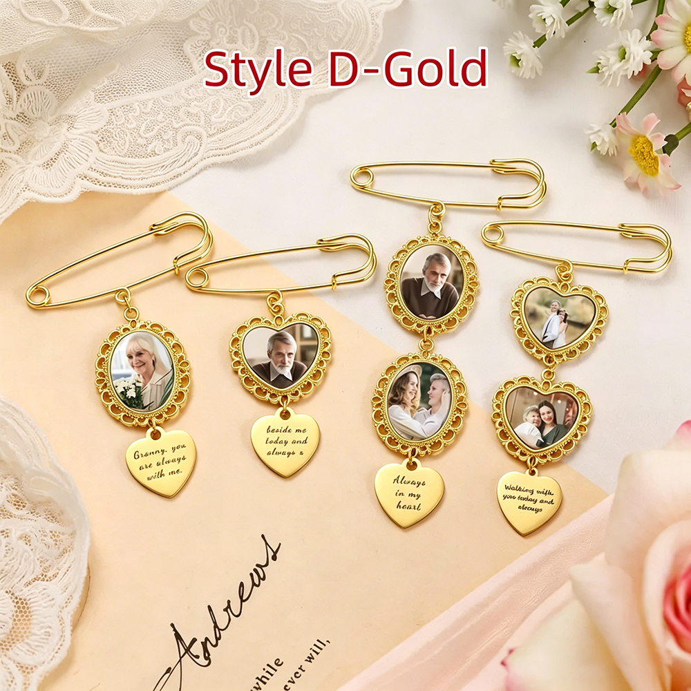 Custom Photo Wedding Bouquet Charm,Personalized Memorial Brooch Pin,Groom Lapel Brooch,Bridal Keepsake Gift