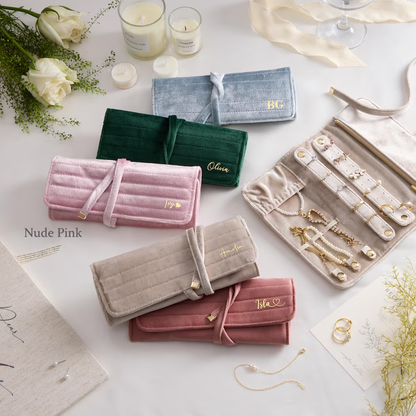Personalized Velvet Jewelry Roll-gift for her