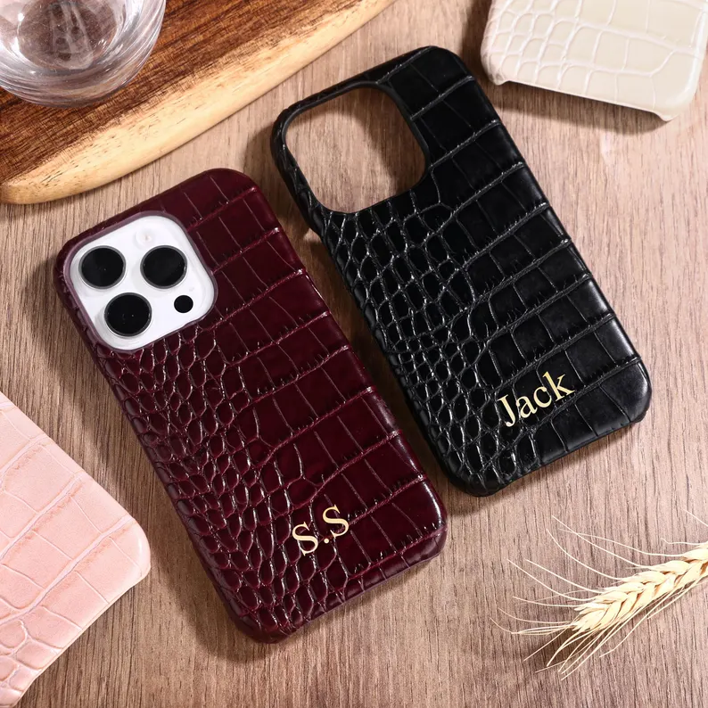 Personalized Crocodile Leather iPhone Case