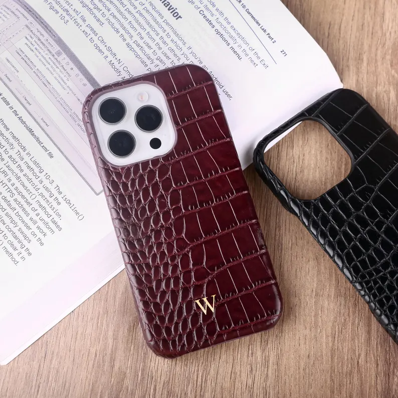 Personalized Crocodile Leather iPhone Case
