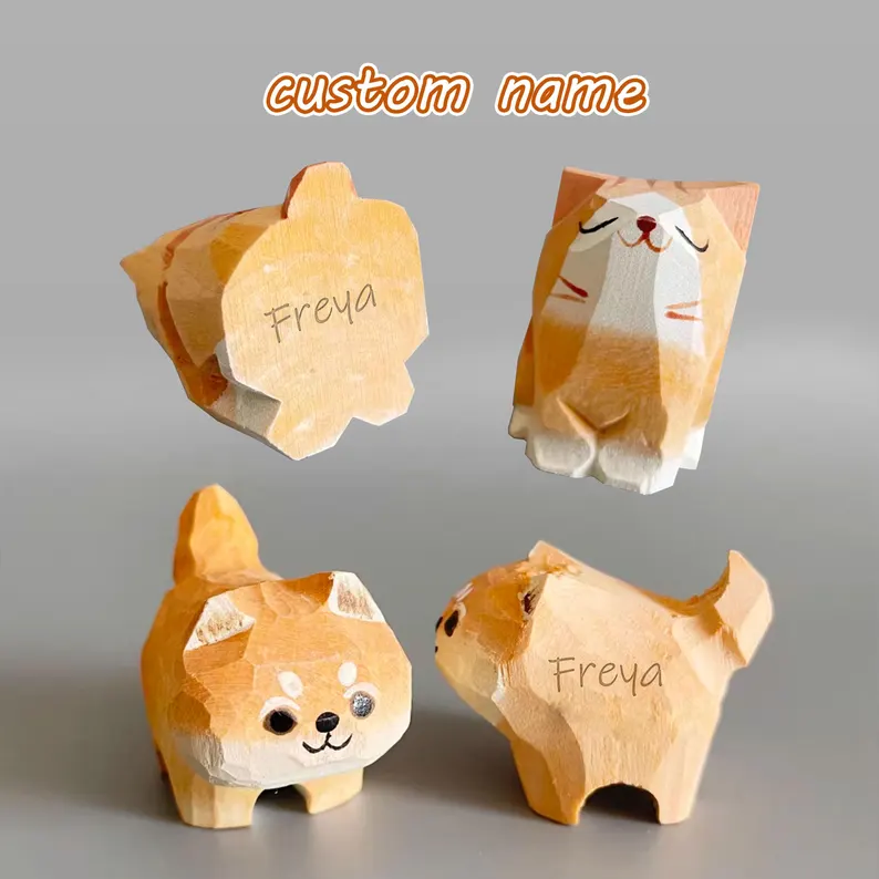 Personalized Handmade Wood Cat Keychain