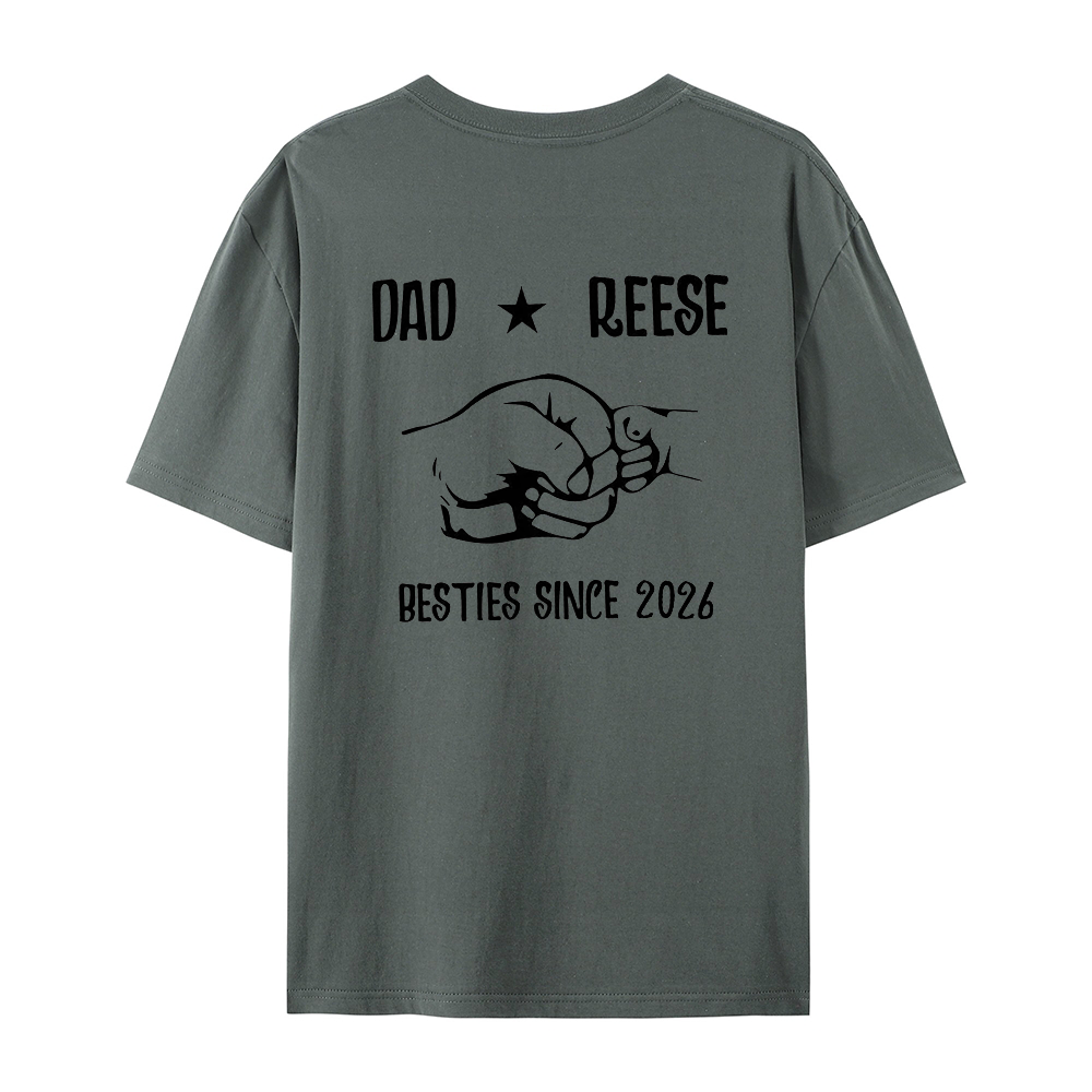 Personalized Besties Since 2026 Father and Baby Matching Set 100% Cotton Shirt with Names, Father's Day Gift for Baby New Dad