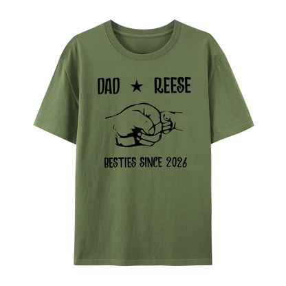 Personalized Besties Since 2026 Father and Baby Matching Set 100% Cotton Shirt with Names, Father's Day Gift for Baby New Dad