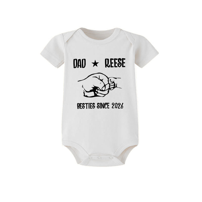 Personalized Besties Since 2026 Father and Baby Matching Set 100% Cotton Shirt with Names, Father's Day Gift for Baby New Dad