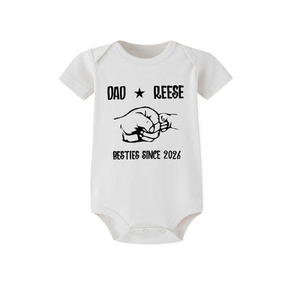 Personalized Besties Since 2026 Father and Baby Matching Set 100% Cotton Shirt with Names, Father's Day Gift for Baby New Dad