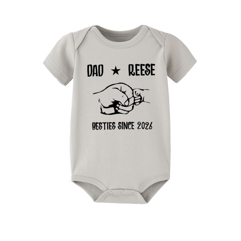 Personalized Besties Since 2026 Father and Baby Matching Set 100% Cotton Shirt with Names, Father's Day Gift for Baby New Dad