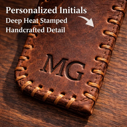 Personalized Leather Pen Case | Hand-stitched Genuine Leather Sleeve Holder, Father's Day gift, Gift for Him