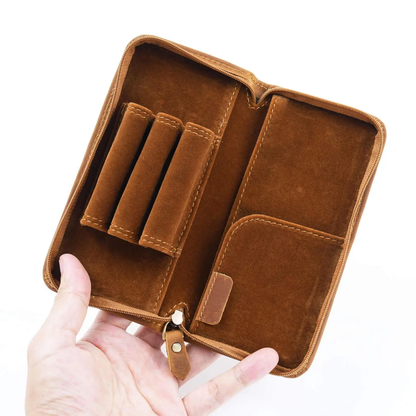 Personalization Crazy Horse Leather Pen Case, Fountain pen case, Pen Organizer Storage Holder, Travel Pen Case, Gift For Father, Gift For Him