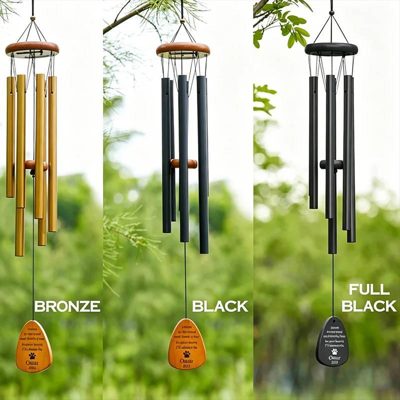 Personalized Pet Memorial Wind Chime – Double-Sided Engraved Dog & Cat Loss Keepsake for Garden