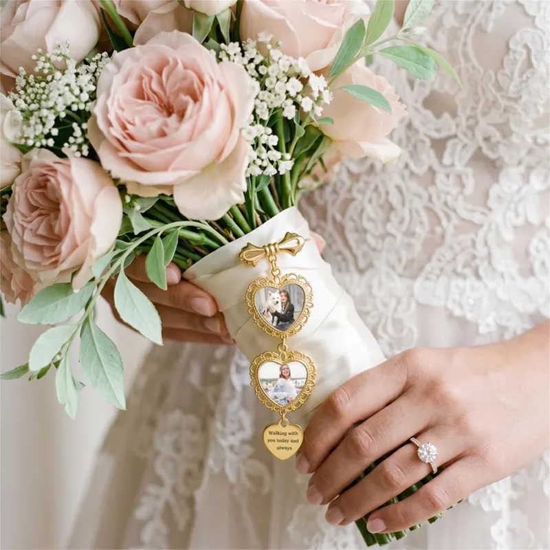 Custom Photo Wedding Bouquet Charm,Personalized Memorial Brooch Pin,Groom Lapel Brooch,Bridal Keepsake Gift
