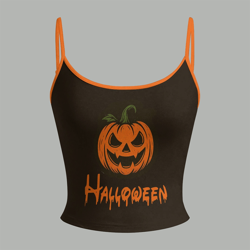 Halloween Custom Face Cami Top & Argyle Wide Leg Pants Set