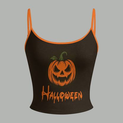 Halloween Custom Face Cami Top & Argyle Wide Leg Pants Set