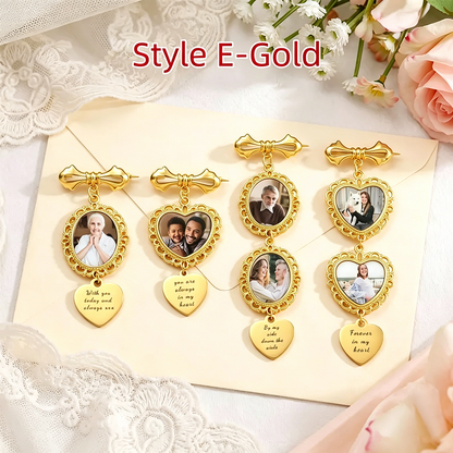Custom Photo Wedding Bouquet Charm,Personalized Memorial Brooch Pin,Groom Lapel Brooch,Bridal Keepsake Gift