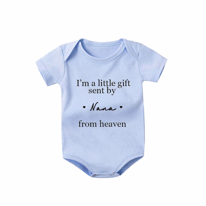 Personalized 100% Cotton I‘m a Little Gift Sent by My Loved One from Heaven Baby Bodysuit Kid T-shirt