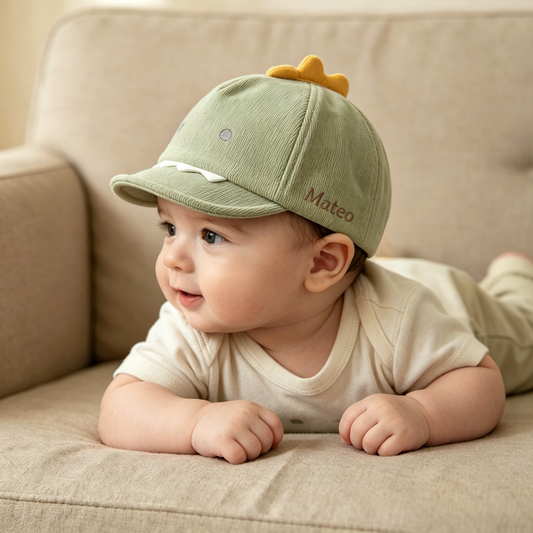 Personalized Cute Animal Baby Baseball Cap, Custom Name Rabbit Dinosaur Ear Hat, Soft Brim Toddler Sun Cap, Kawaii Infant Hat, Baby Shower Gift