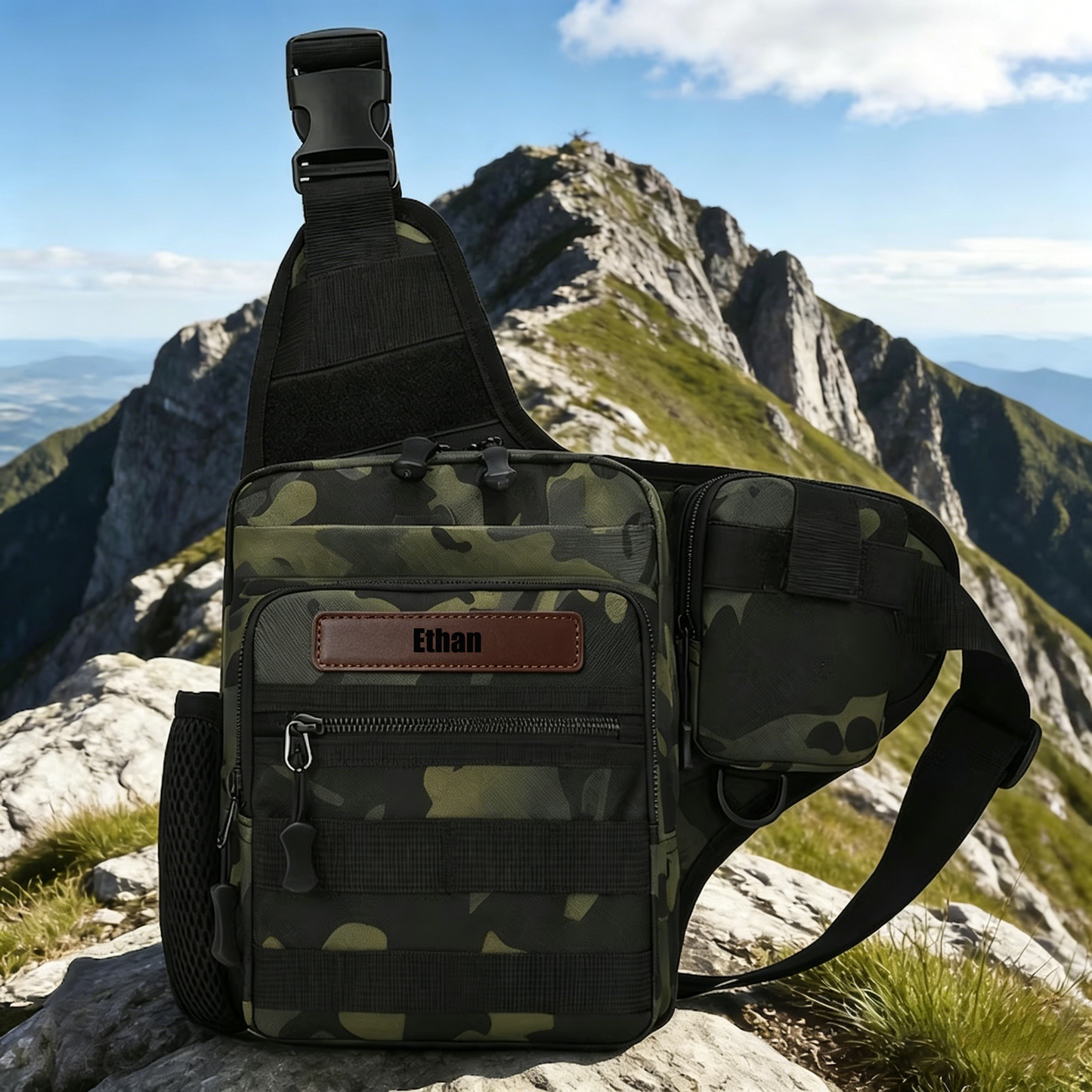 Personalized Tactical Sling Bag, Outdoor Fishing Chest Pack, Travel Shoulder Bag, Father's Day Gift, Gift for Him