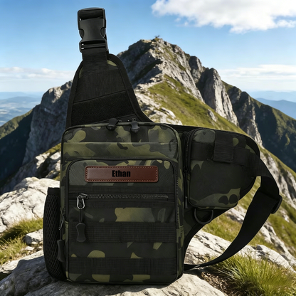 Personalized Tactical Sling Bag, Outdoor Fishing Chest Pack, Travel Shoulder Bag, Father's Day Gift, Gift for Him