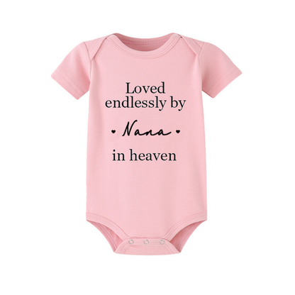 Personalized 100% Cotton Loved Endlessly by My Loved One in Heaven Baby Bodysuit Kid T-shirt