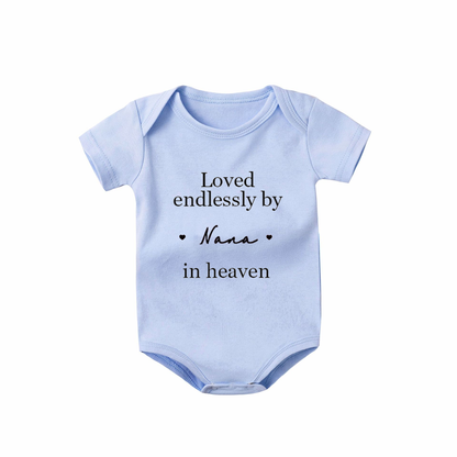 Personalized 100% Cotton Loved Endlessly by My Loved One in Heaven Baby Bodysuit Kid T-shirt