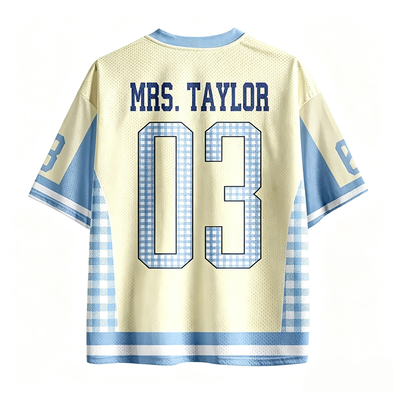 Personalized Grade And Name Gingham Pennant Teacher Mesh Jersey