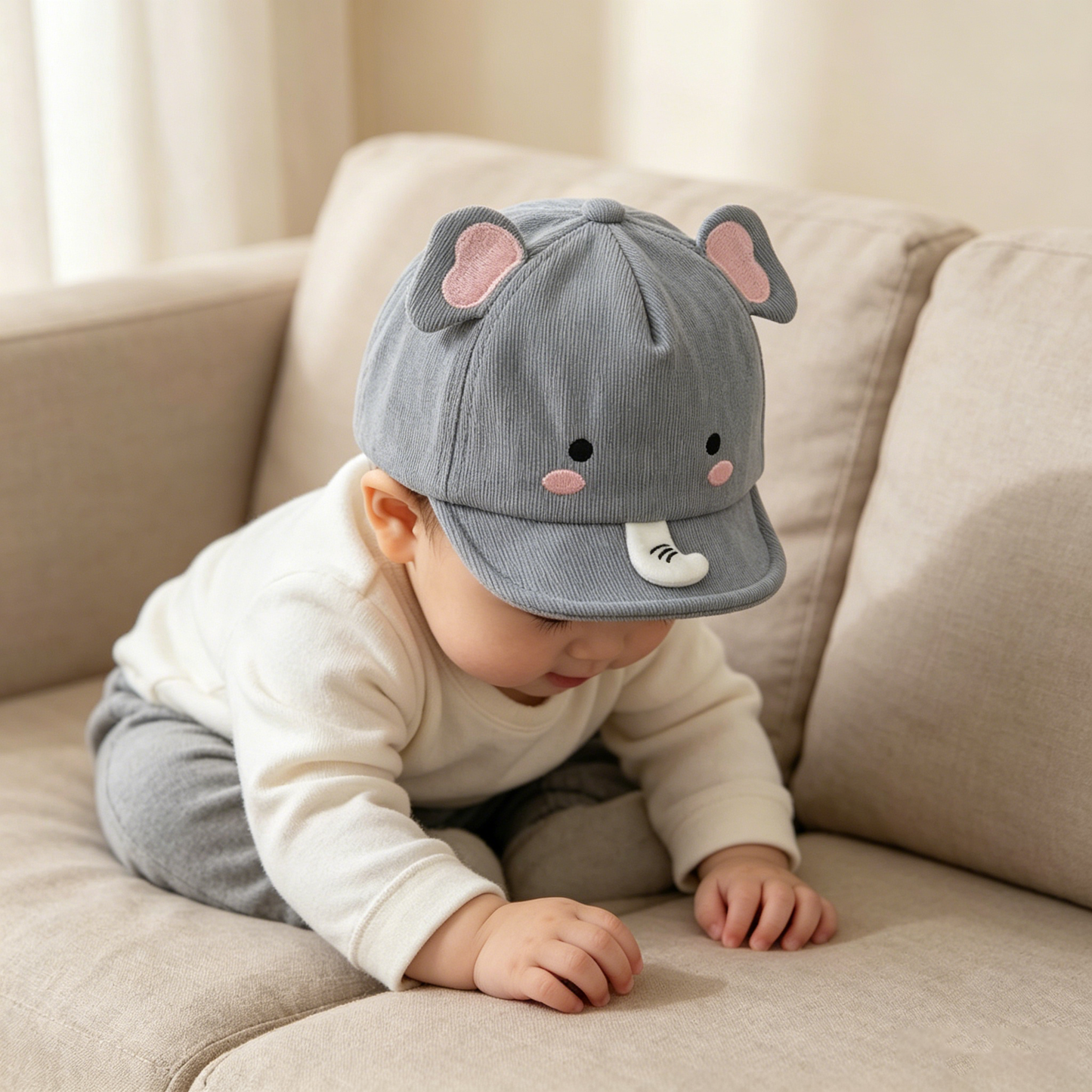 Personalized Cute Animal Baby Baseball Cap, Custom Name Rabbit Dinosaur Ear Hat, Soft Brim Toddler Sun Cap, Kawaii Infant Hat, Baby Shower Gift