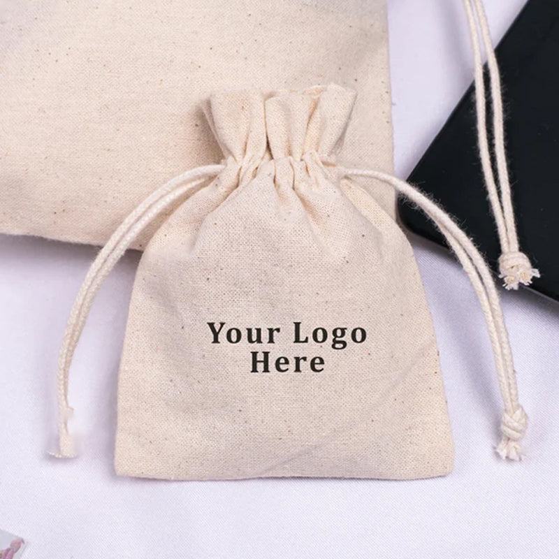 Custom 100% Organic Cotton Drawstring Bag, Personalized Jewelry Pouch, Eco Friendly Gift Bag, Bulk Natural Cotton Sack