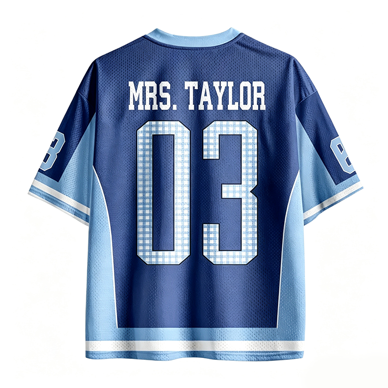 Personalized Grade And Name Gingham Pennant Teacher Mesh Jersey
