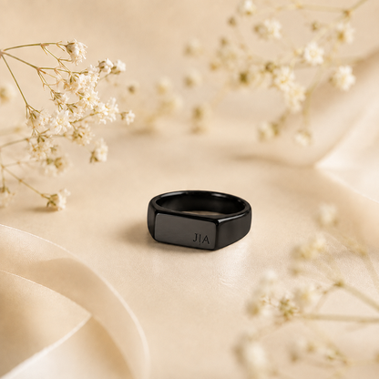 Personalised Signet Ring for Men,Rectangular Rings, Pinky Rings,Custom Name Ring,Engraved Your Logo Name Initials,Anniversary Gift for him