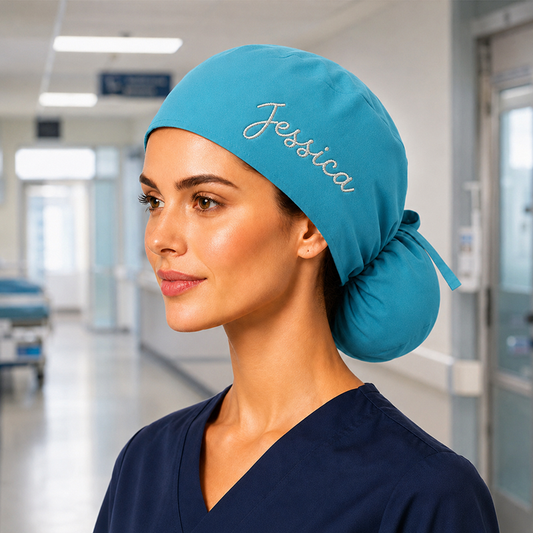 Personalized Scrub Cap With Embroidered Name,Surgical Hat for Medical Staff,Doctor/Nurse Anesthetist Surgical Hat,Dental,Ponytail Scrub Cap