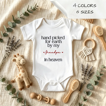 Personalized 100% Cotton Hand Picked for Earth by My Loved One in Heaven Baby Bodysuit Kid T-shirt